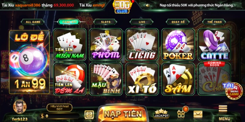 Hitclub sở hữu nhiều game đổi thưởng chất lượng